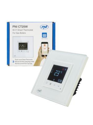 Termostato inteligente PNI CT25W WiFi para aquecimento central a gás, montagem embutida, 16A, controle do aplicativo Tuya Sm