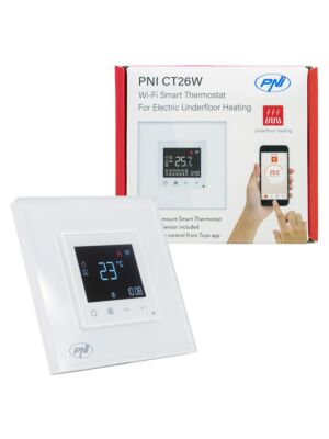 Termostato inteligente PNI CT26W WiFi aquecimento de piso elétrico ou grupo de bombeamento, sensor de piso incluído, 10A, m