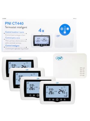 Termostato inteligente PNI CT440 wireless, com WiFi, controle 4 zonas via Internet, para centrais de aquecimento, bombas, eletrov