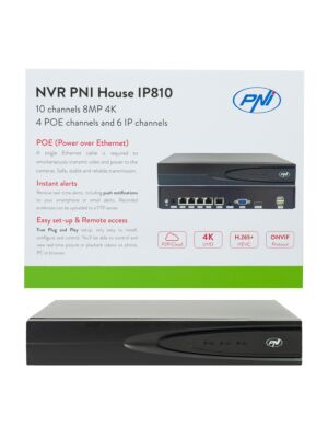 NVR POE PNI House IP810 com 10 canais 4K 8MP