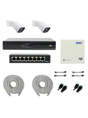 Pacote PNI House IP816 NVR com 2 câmeras PNI IP780 4K, fonte, switch, cabos, plugues e divisores