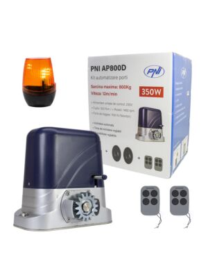 Kit automação de portão PNI AP800D, motor, fotocélulas, controle remoto, lâmpada, portão deslizante 230V, 1100 N e 800KG