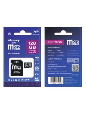 Cartão de memória MicroSD PNI 128GB com adaptador