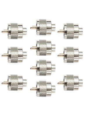 Conjunto de 10 peças plugue curto PNI PL259 para cabo RG58 com pino central banhado a ouro 6 mm