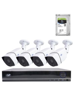 Pacote de kit de vigilância por vídeo AHD PNI House PTZ1300 Full HD - NVR e 4 câmeras externas 2MP full HD 1080P com HDD 1Tb incl