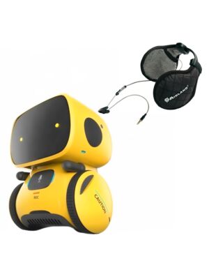 Pacote de robô inteligente interativo PNI Robo One, controle de voz, botões de toque, amarelo + fones de ouvido Midland Subzero