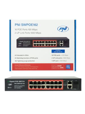 Switch POE PNI SWPOE162, 16 portas