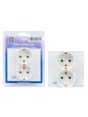 PNI WP222W soquete embutido simples x2 com moldura de vidro branco