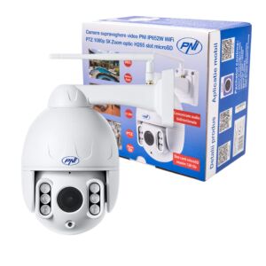 Câmera de vigilância por vídeo PNI IP652W WiFi PTZ 1080p 2MP 5X zoom óptico H265 slot microSD Visão noturna 50m IP66 Det alarme