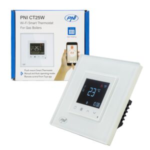 Termostato inteligente PNI CT25W WiFi para aquecimento central a gás, montagem embutida, 16A, controle do aplicativo Tuya Sm