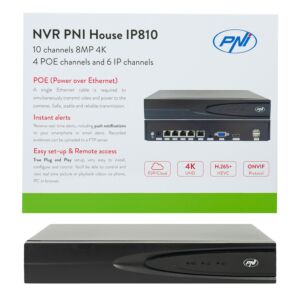 NVR POE PNI House IP810 com 10 canais 4K 8MP