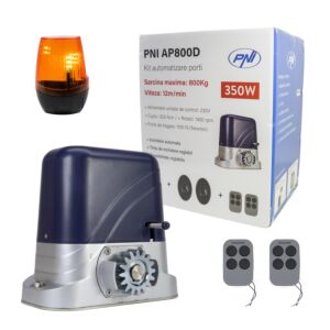 Kit automação de portão PNI AP800D, motor, fotocélulas, controle remoto, lâmpada, portão deslizante 230V, 1100 N e 800KG