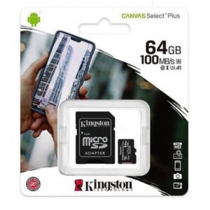 Cartão de memória MicroSD Canvas Select Plus, 64 GB, 100 MB / s, com adaptador