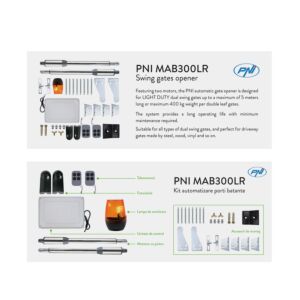 PNI MAB300LR kit de automação para portão de batente