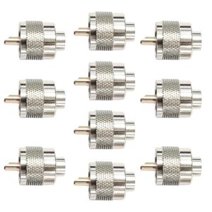 Conjunto de 10 peças plugue curto PNI PL259 para cabo RG58 com pino central banhado a ouro 6 mm