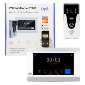 Vídeo porteiro inteligente PNI SafeHome PT750 WiFi HD, P2P, monitor interno, aplicativo Tuya Smart dedicado, integração em