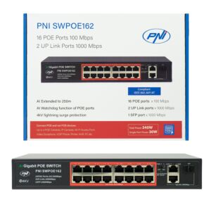 Switch POE PNI SWPOE162, 16 portas